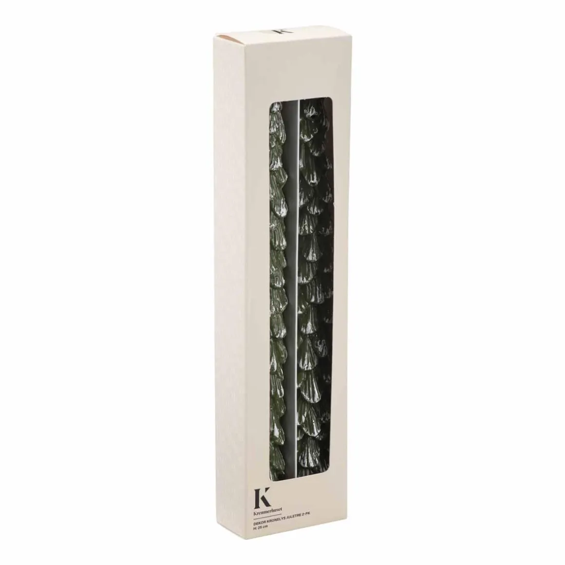 Dekor kronelys juletre 25cm 2-pk