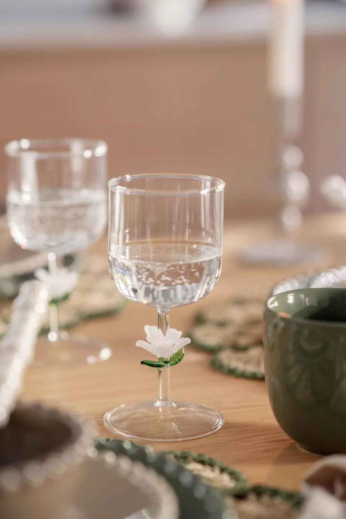 Glass Hvit blomst