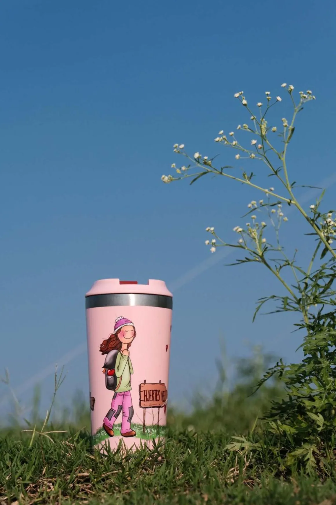 Lykketegning - Hjertets vei Termokopp rosa