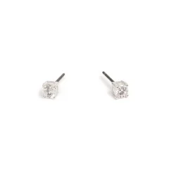 Øredobber, Cubic Zirconia, 4 mm, Sølv