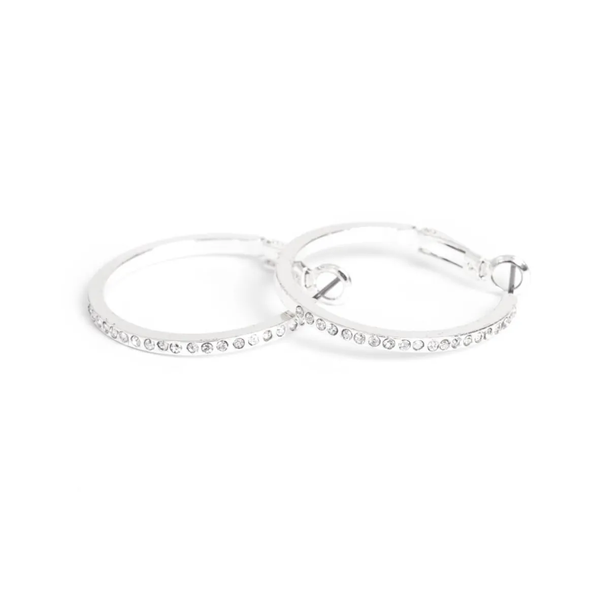 Øreringer, 30mm, Cubic Zirconia, Sølv