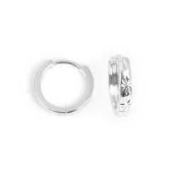 Øreringer, 13 mm, diamantmønster, Sølv