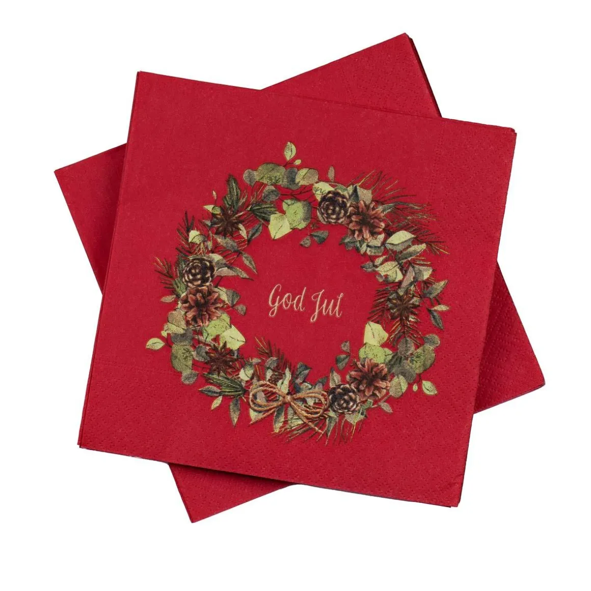 Serviett God jul Krans Rød