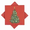 Serviett Juletre rød